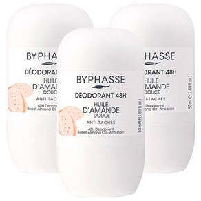 바이빠세 롤 온 데오드란트 스위트 아몬드 오일 48H, 50ml, 3개