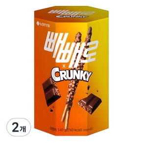 빼빼로 크런키, 140g, 2개