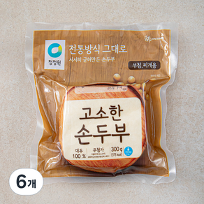 청정원 고소한 손두부 부침 찌개용, 300g, 6개