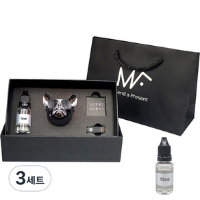 엠퓨처 불독 차량용 방향제 스페이스그레이 + 클린코튼오일 15ml 2p + 선물 쇼핑백 대표, 3세트, 파우더/비누향