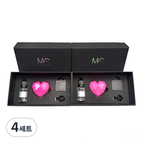 엠퓨처 차량용 하트 방향제 매트 핑크 2p + 오일 15ml x 2p + 3cm 클립 2p + 오일솜 2p, 4세트, 오일(에어프릴프레쉬)