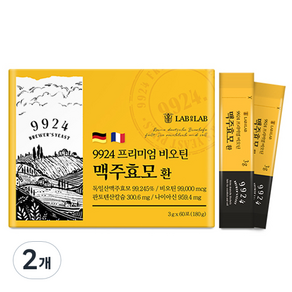 랩온랩 9924 프리미엄 비오틴 맥주효모 환 스틱형 60p, 180g, 2개