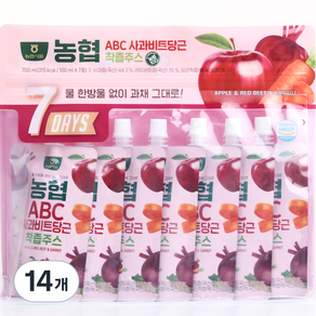 농협 ABC 사과 비트 당근 착즙주스, 100ml, 14개