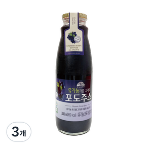 오가닉스토리 유기농 과즙그대로 포도주스, 3개, 1L