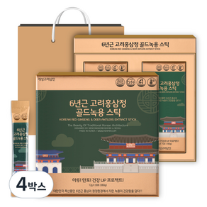 개성고려삼인 6년근 고려홍삼정 골드녹용 스틱 + 쇼핑백 세트, 360g, 4박스