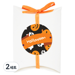 도나앤데코 아주작은반달상자 화이트30p + 러블리 할로윈 펌킨&꼬마 halloween 4cm스티커 30p + 라피아끈 오렌지 20M, 2세트