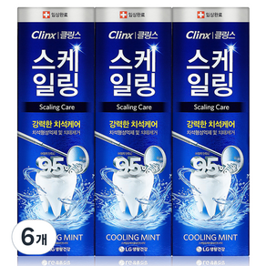 LG생활건강 클링스 스케일링케어 치약 쿨링민트, 100g, 6개