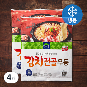 면사랑 김치 전골 우동 (냉동), 338g, 4개