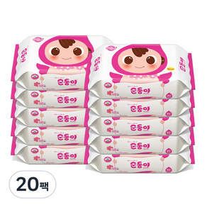 순둥이 베이직 유아물티슈 리필형 55gsm, 55g, 80매, 20개