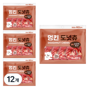 멍킨도넛츄 반려견 덴탈껌, 소고기맛, 200g, 12개