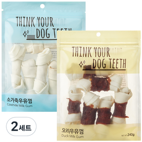 Think you dog teeth 소가죽 6p + 오리 6p 세트, 2세트, 소가죽, 오리, 450g