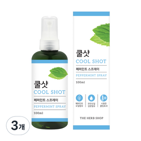 더허브샵 쿨샷 스프레이 페퍼민트향, 100ml, 3개