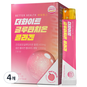 더존건강 배럴헬스 더화이트 글루타치온 콜라겐 젤리 스틱 복숭아맛 15p, 300g, 4개