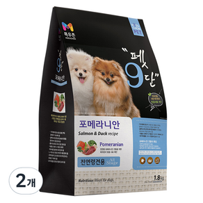 목우촌펫 펫9단 전연령견용 포메라니안 기능성 사료, 오리, 1.8kg, 2개