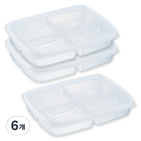 나카야 앳홈 냉장고 냉동실 정리 4칸 나눔용기 밀폐용기, 6개, 밀폐용기 710ml x 3p