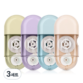 델리 캡슐 투명 미니 수정테이프 4종 세트 71508, 화이트, 블루, 그린, 퍼플, 3세트