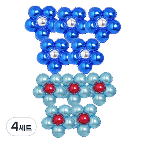 파티쇼 플라워 은박 풍선 블루 5p + 라이트블루 5p, 혼합 색상, 4세트