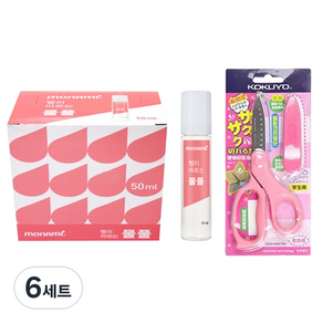 모나미 빨리 마르는 물풀 50ml 12p + 고쿠요 캡 가위 문구세트, 혼합색상(풀), 랜덤발송(가위), 6세트