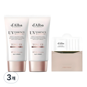 [비건뷰티] 달바 워터풀 톤업 선크림 SPF 50+ PA++++ 50ml x 2p + 밸런싱 비건 젤 클렌저 15ml 세트, 3개
