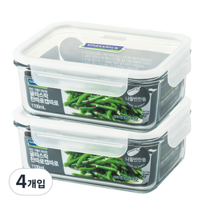 글라스락 찬따로 캡따로 직사각 밀폐용기 나물반찬용 1100ml, 4개, 본품 2p