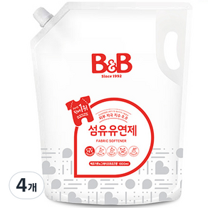 비앤비 섬유유연제 베르가못 앤 그레이프프루츠 리필형, 1800ml, 4개