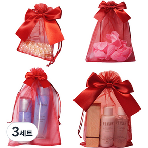 마켓감성 고급 메쉬 소포장용 선물주머니 4종 x 10p 세트, 레드, 3세트