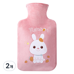 쿼르디 보온 물주머니 핸드워머 래빗 핑크 500ml, 2개