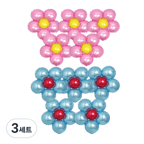 파티쇼 플라워 은박 풍선 핑크 5p + 라이트블루 5p, 혼합 색상, 3세트