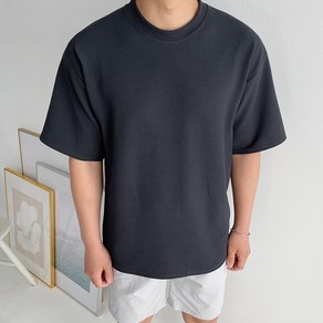 머시따 남성용 오버핏 링클프리 엠보 반팔 티셔츠