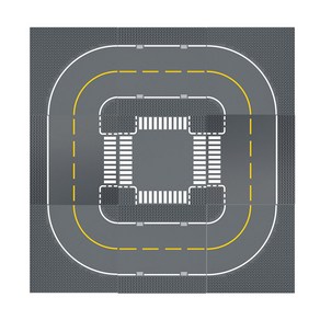 젠토이 베이직 2 도로 블럭판 일자 2p + 곡선 4p + 교차로 + T 2p 세트