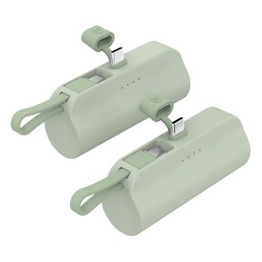 나이테 2in1 도킹형 듀얼 미니 일체형 보조배터리 5000mAh C타입 2p, ST-AB100, 올리브