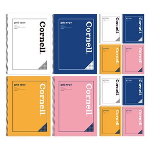 핑크풋 1500 그리드타입 코넬 원링노트 4종 x 3p 세트, white, pink, blue, yellow, 1세트