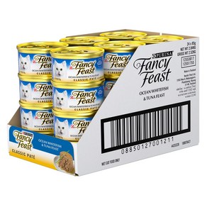 팬시피스트 고양이 흰살생선과 참치 습식사료 캔, 흰살생선, 85g, 24개