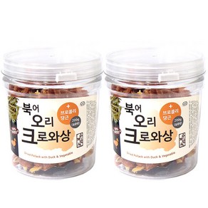 아침애간식 강아지 크로와상 200g, 2개, 북어 + 오리고기 혼합맛