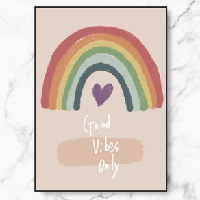 RYMD ainbow good vibes only 메탈 액자, 중형(40 x 50 cm), 블랙