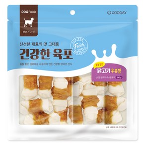 굿데이 강아지 건강한 육포말이 우유껌 간식, 닭고기, 240g, 1개