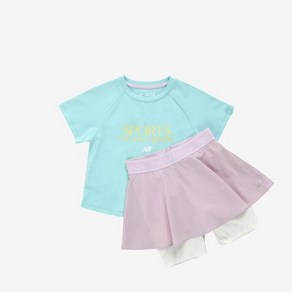 뉴발란스키즈 여아용 NBgC Athleisue 기능성 티셔츠 + 플레어 스커트 세트