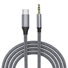 스페이스쉴드 3.5mm 3극 AUX to USB-C타입 이어폰 오디오 연장 케이블, 그레이, 1개, 2m