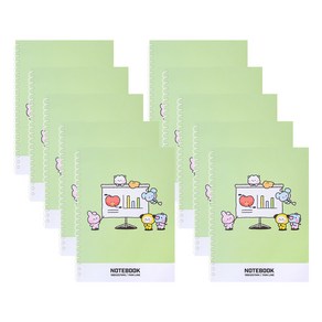 BT21 미니니 중고생 스프링노트 7mm, 그린, 10개