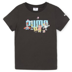 [PUMA]푸마_아동용_스폰지밥 로고 티셔츠_SPONGEBOB LOGO TEE_블랙_67587101