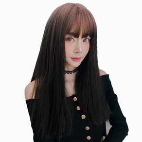 하이유니 옴브레 스트레이트 펌 헤어 통가발 50cm + 가발망 + 거치대 세트, 옴브레 핑크, 1세트