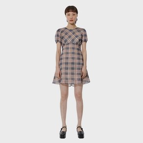 큐리티 C METALLIC CHECK MINI DRESS