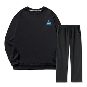 코지레이먼트 남성용 M~4XL 7컬러 COZY 웨이브 스몰로고 기모 맨투맨 트레이닝 상하의 세트