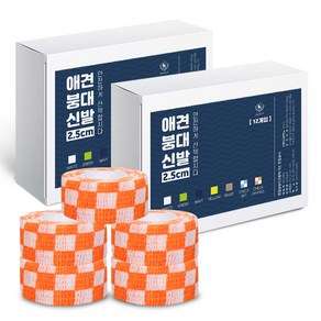 딩동펫 자가접착 강아지 붕대신발 24p, 체크오렌지, 1개