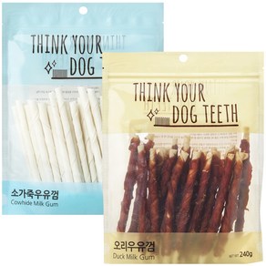 Think you dog teeth 스틱 소가죽 44p + 오리 24p 세트, 1세트, 소가죽, 오리, 240g