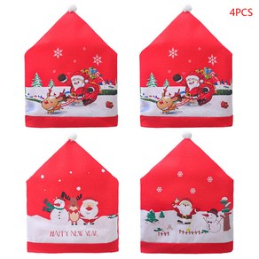 4pcs/set 크리스마스 식당 의자 슬립 커버 뒷 표지 눈사람 산타 클로스 장식