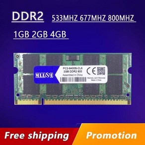 판매 DDR2 1gb 2gb 4gb 667 800 533 667mhz 800mhz PC2-5300S PC2-6400S 2g 4g sodimm sdam 메모리 Ram Mem, [01] DDR2 1GB 667mhz, 01 DDR2 1GB 667mhz, 1개