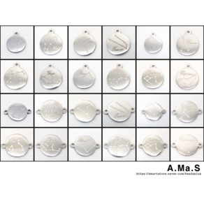비즈아마스 써지컬 납작 조디악 황도 12궁 별자리 목걸이 팔찌 귀걸이 펜던트