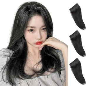 가발위드 스트레이트 숏 단발 붙임머리 프레쉬 무드 15cm 3피스 세트, 1개, 네츄럴블랙