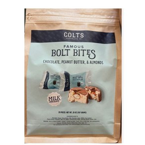 Colts' Famous Bolt Bites 밀크 초콜릿 땅콩 버터 아몬드 20ct 20 Oz, 1개, 567g